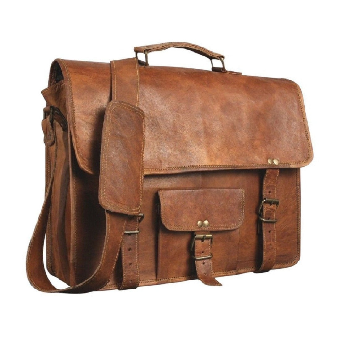 Leather Messenger Bag + Free Leather Unisex Sling Bag