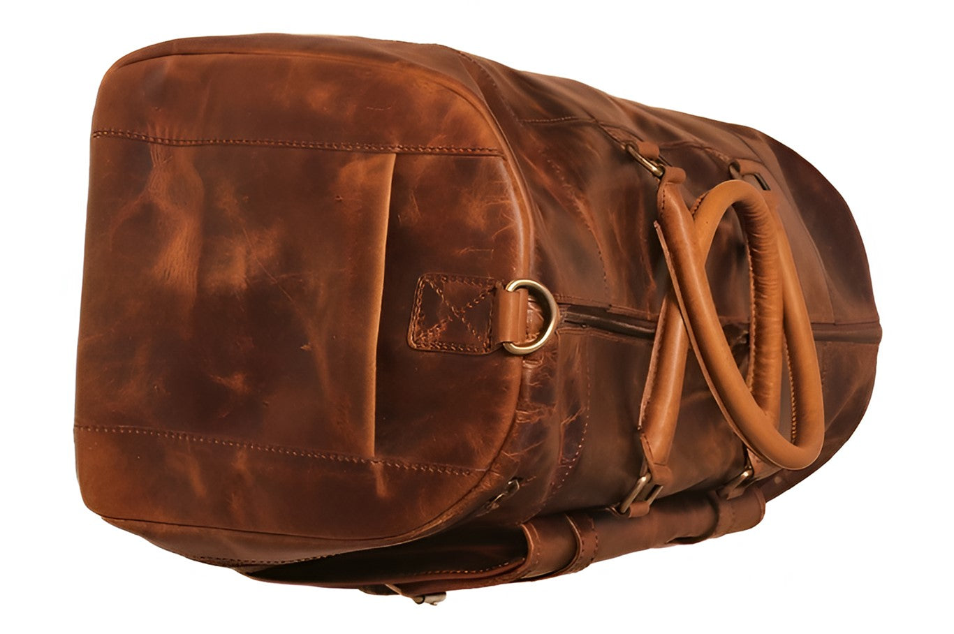 Buff Elegance Men's Brown Leather Duffel Bag