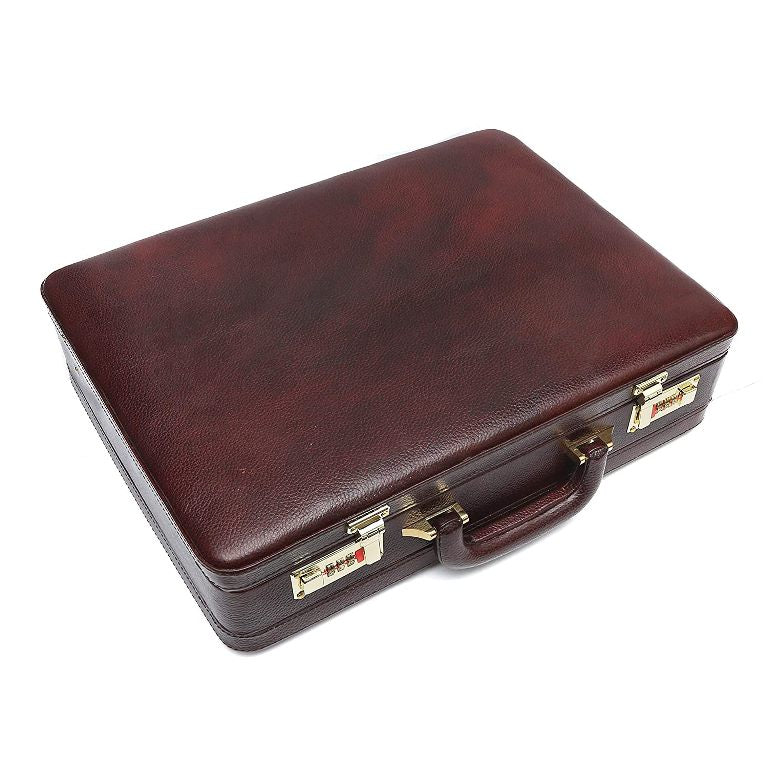 "Classic Genuine Leather Briefcase with Integrated Combination Lock"