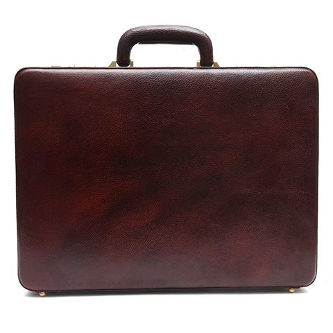 "Classic Genuine Leather Briefcase with Integrated Combination Lock"