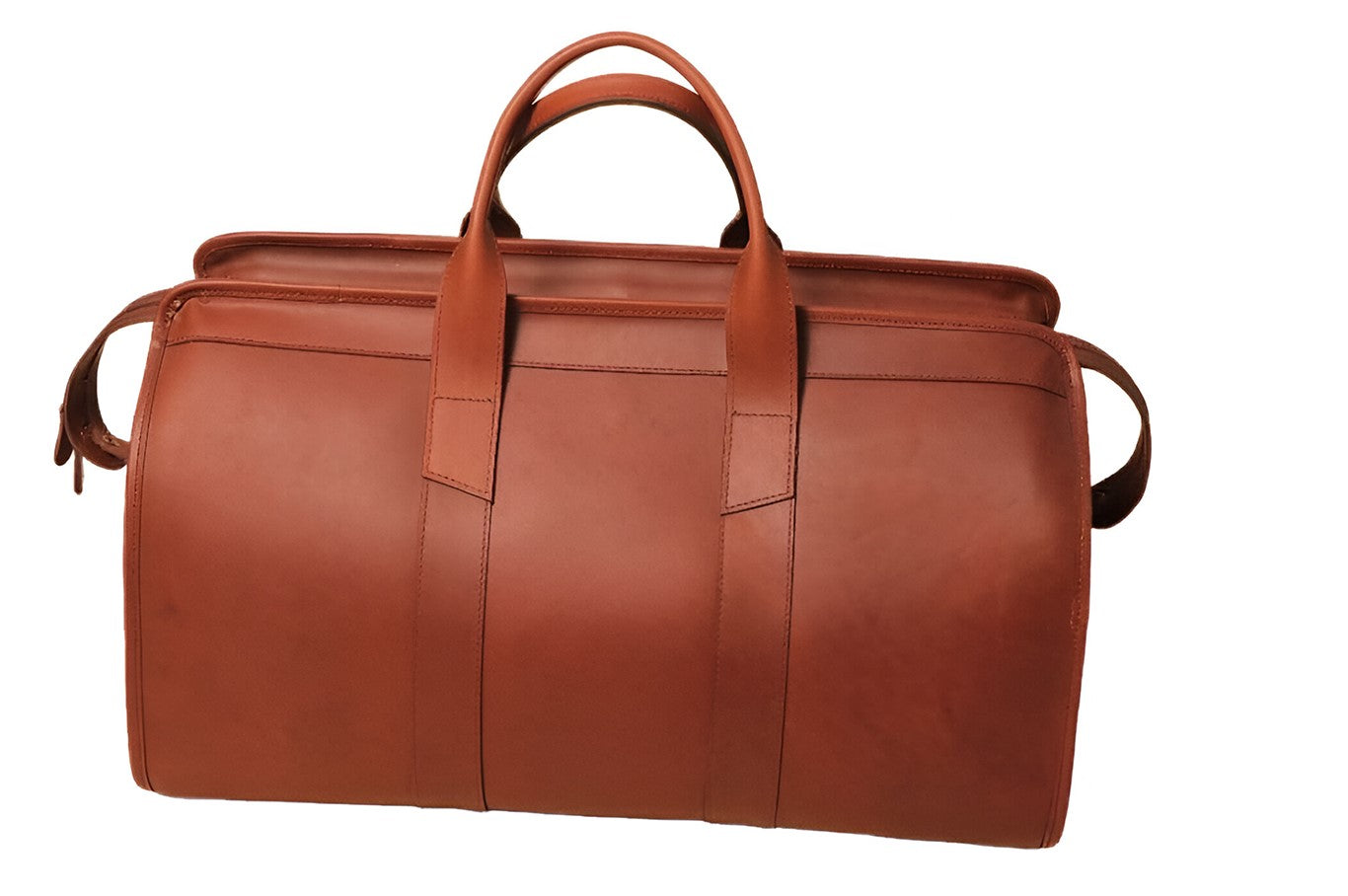 Classic Tan Leather Weekender Duffle Bag