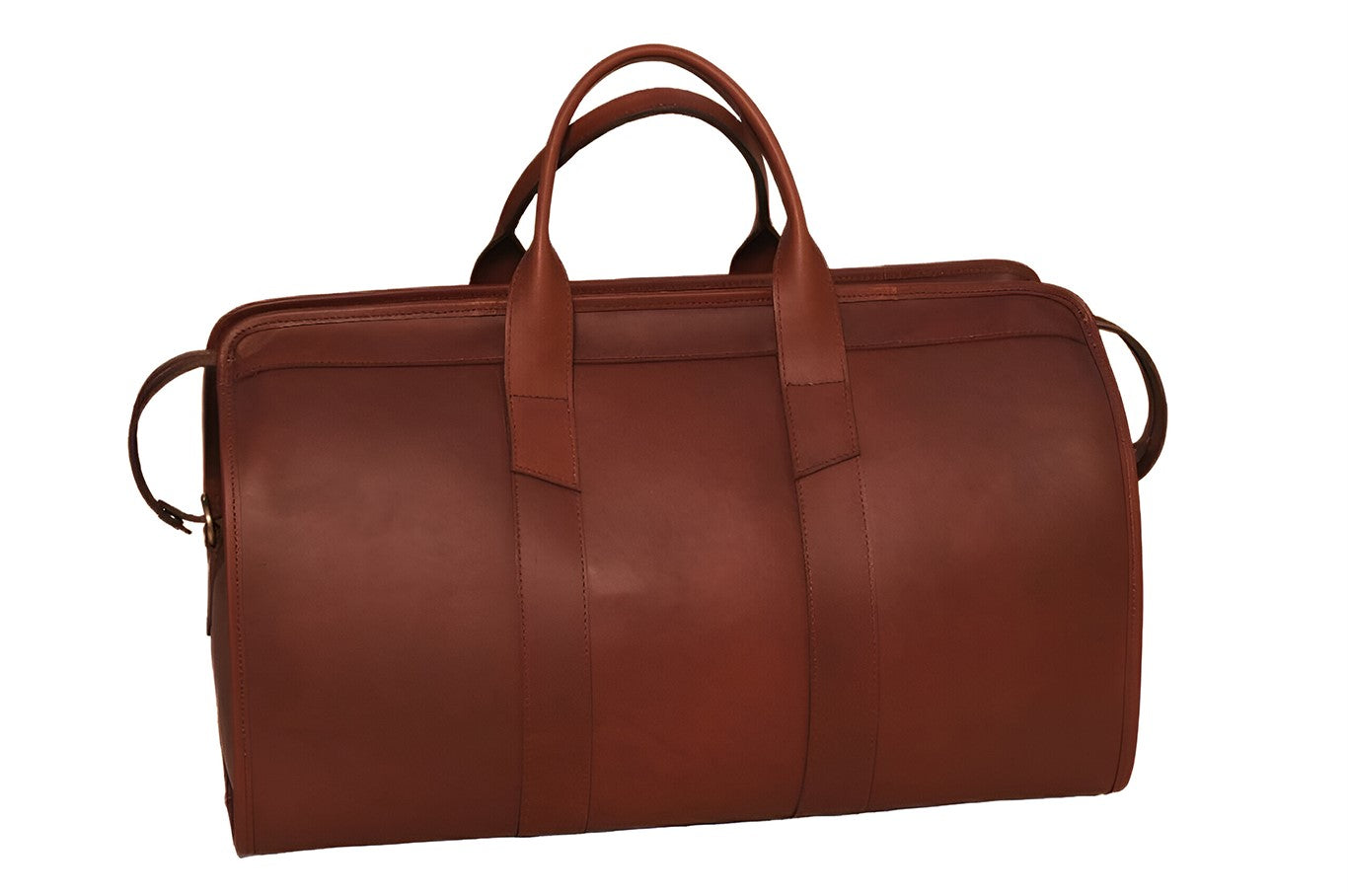 Classic Tan Leather Weekender Duffle Bag