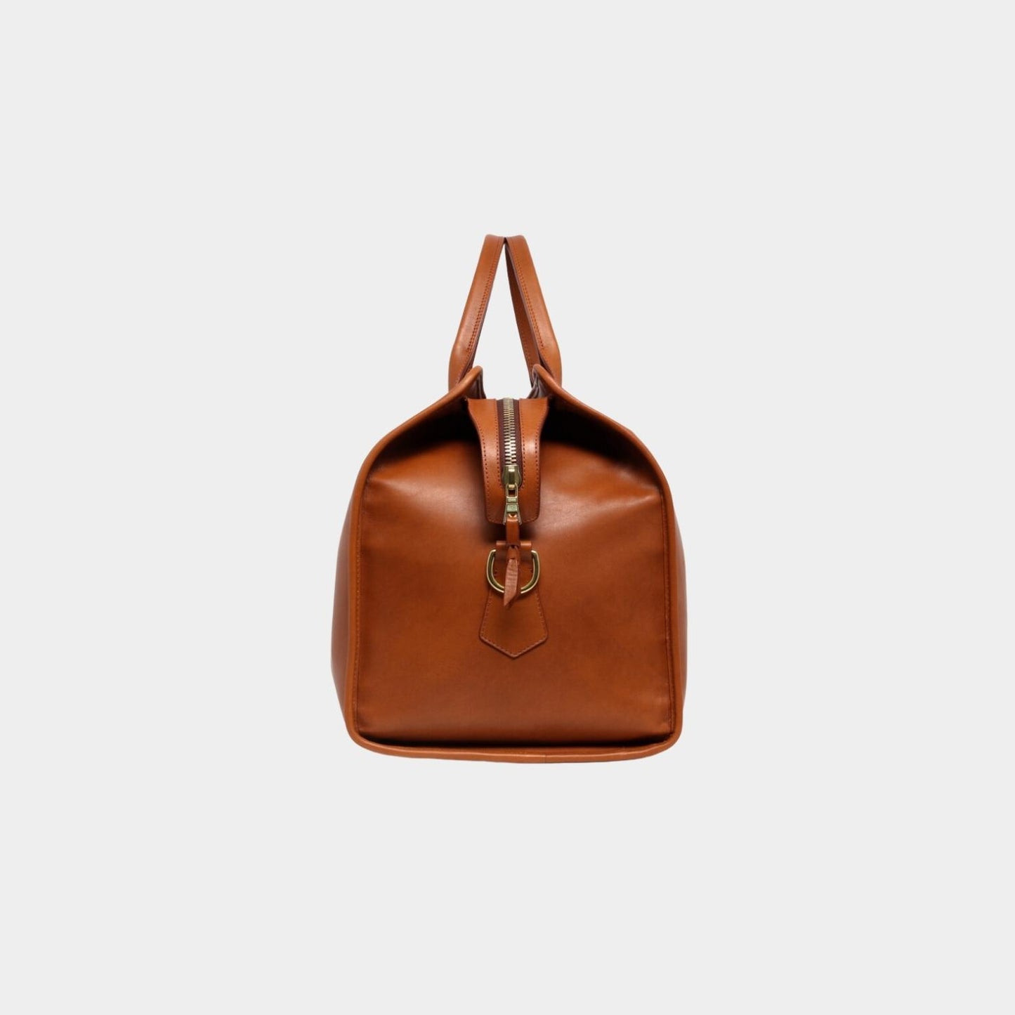 Classic Tan Leather Weekender Duffle Bag