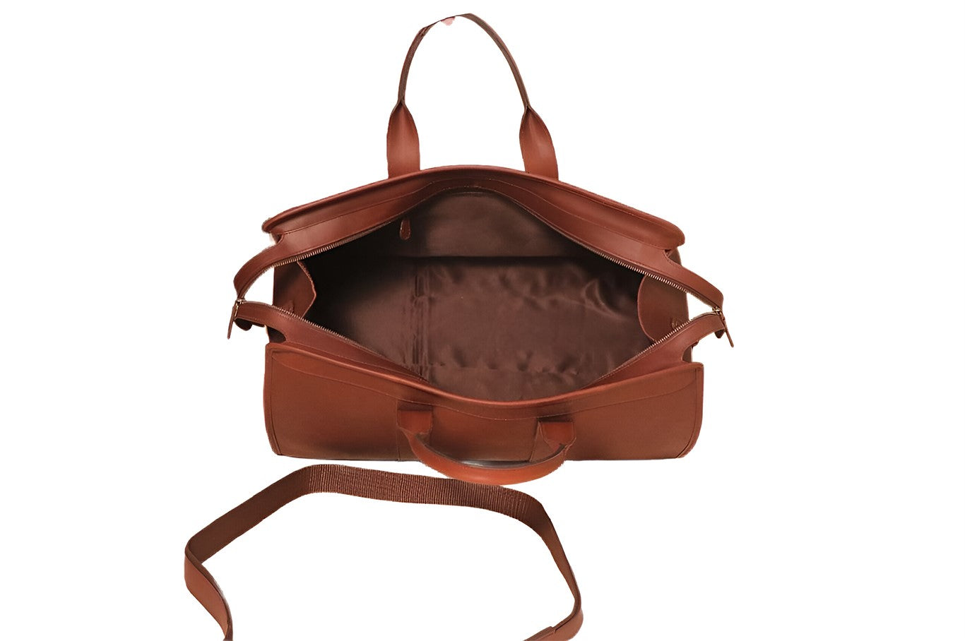 Classic Tan Leather Weekender Duffle Bag