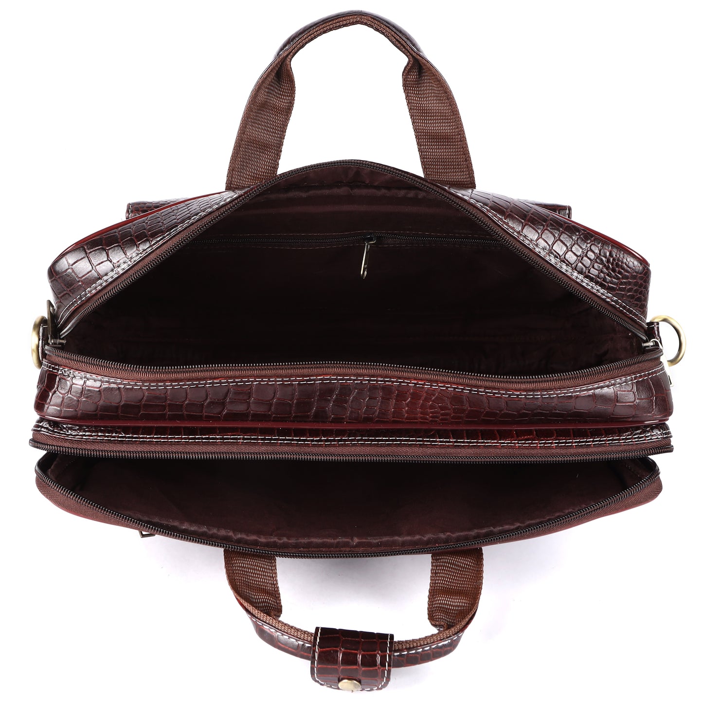 Classic Vintage Brown Leather Briefcase with Shoulder Strap