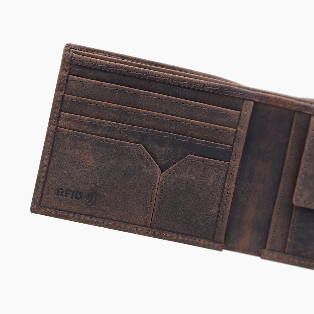 Men's Brown Leather Bifold Wallet – Timeless Elegance