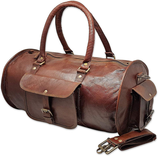 Elegant Brown Leather Duffle Bag for the Sophisticated Traveler