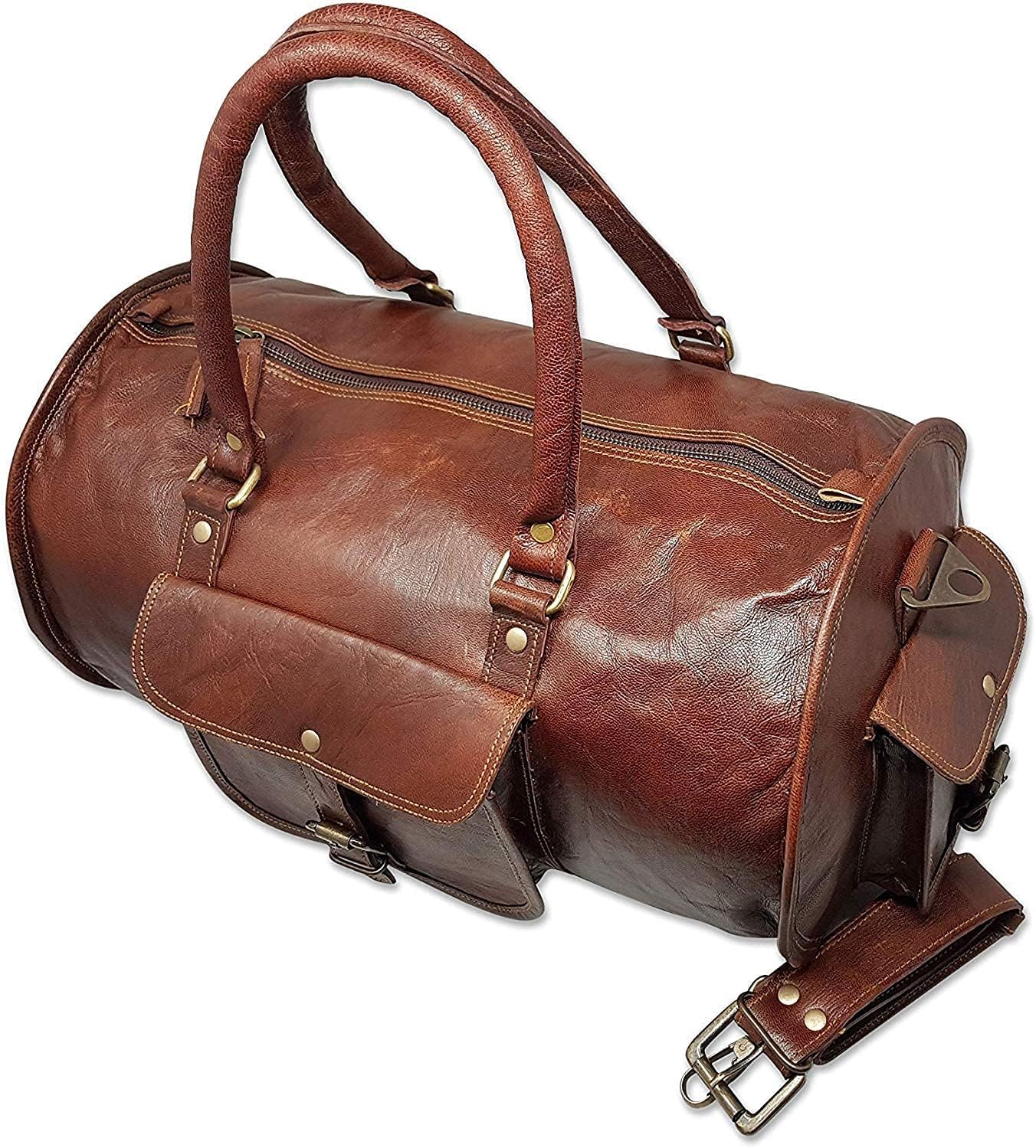 Elegant Brown Leather Duffle Bag for the Sophisticated Traveler