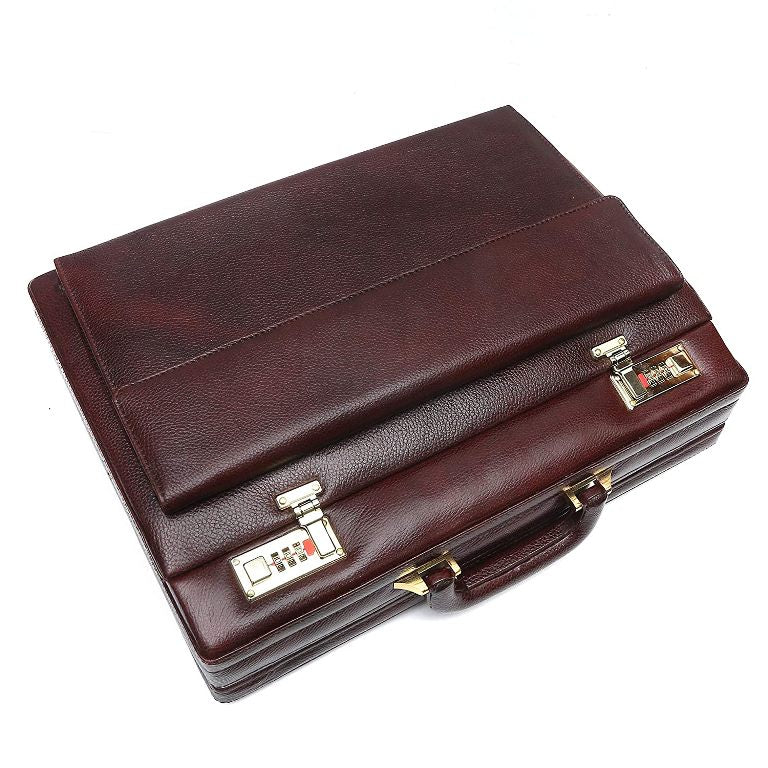 "Elegant Brown Leather Suitcase Bag for Professionals"