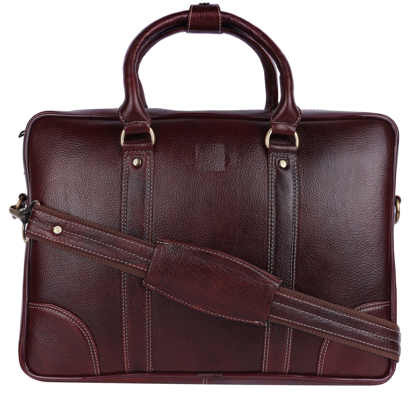 Genuine Leather Brown Laptop Briefcase Messenger Bag