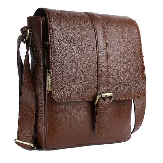 Genuine Leather Laptop Messenger Bag with Secure Flap Closure