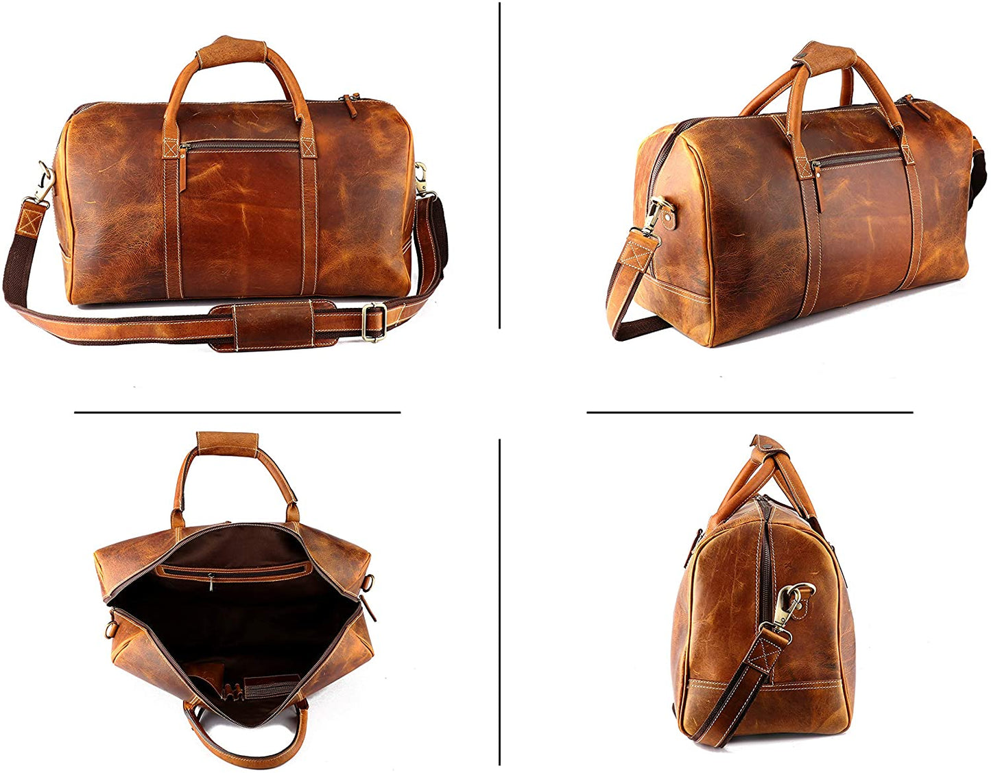 Handcrafted Full Grain Leather Duffle Bag