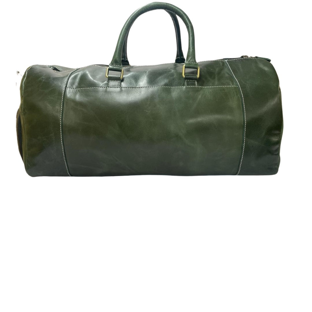 Handcrafted Green Leather Duffle Bag