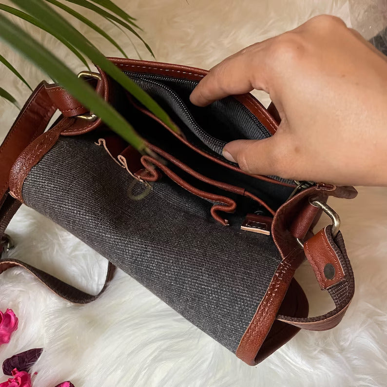 Handcrafted Leather Mini Crossbody Sling Purse