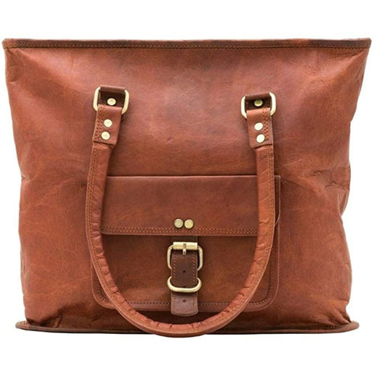 Handcrafted Leather Unisex Shoulder Tote Bag