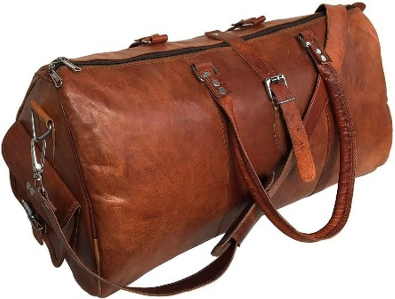 Handcrafted Stylish Leather Duffle Bag for Gym and Overnight Travel