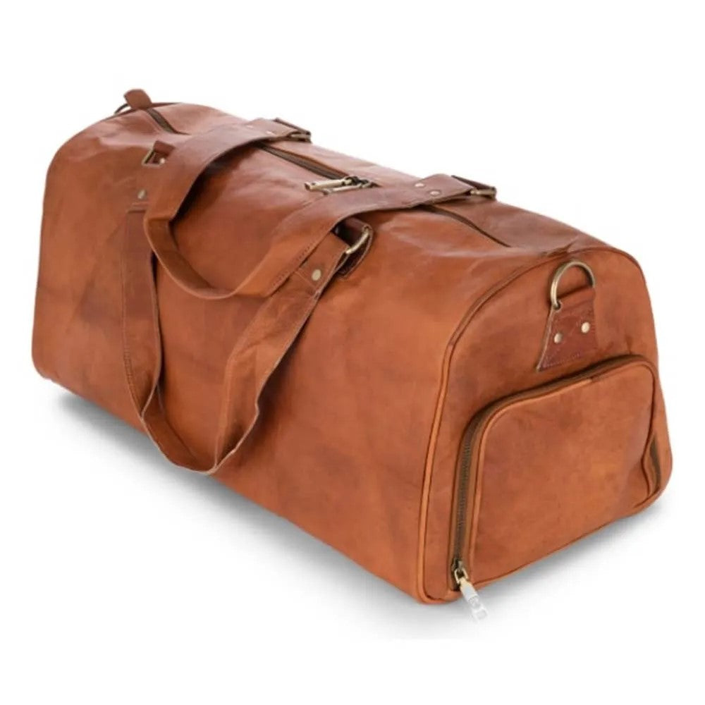 Handcrafted Vintage Brown Duffel Bag