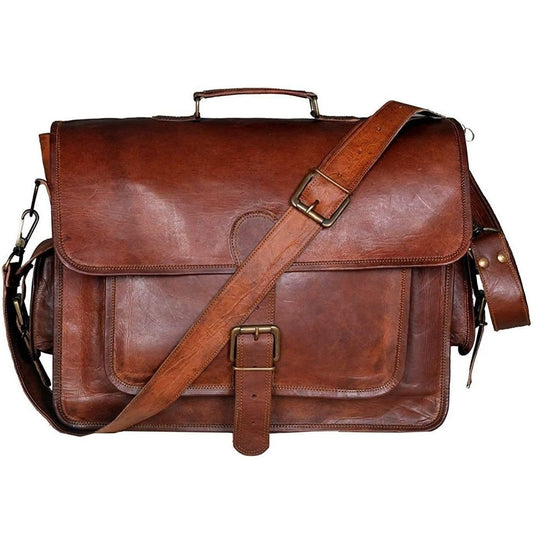 Genuine Leather Messenger Briefcase & Crossbody Bag