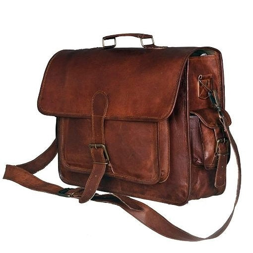 Handmade Genuine Leather Satchel Briefcase Bag