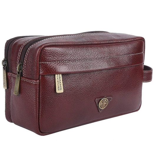 Luxury Brown Leather Toiletry Bag for Travel & Home