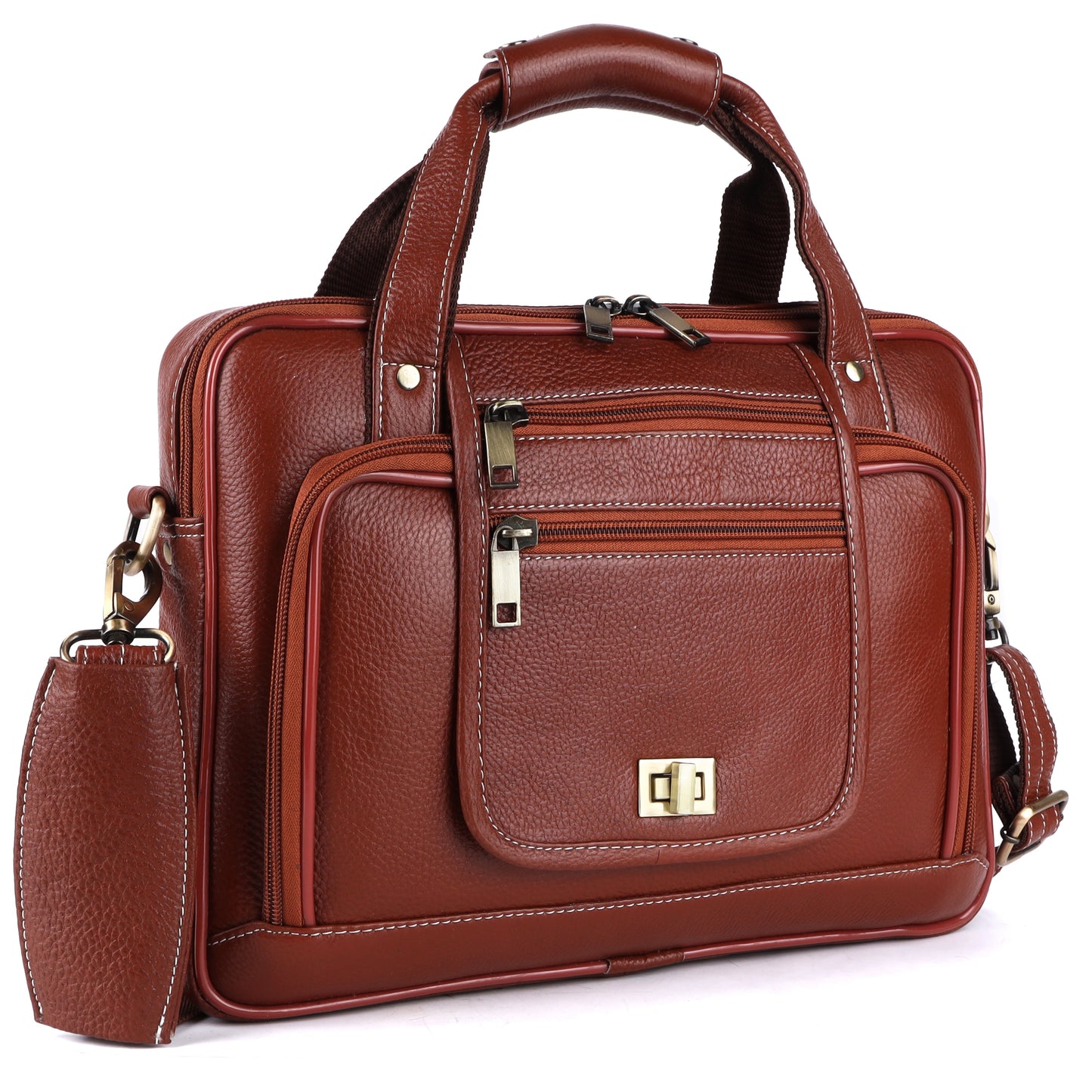 Men’s Classic Leather Messenger Briefcase – Perfect for Work & Travel