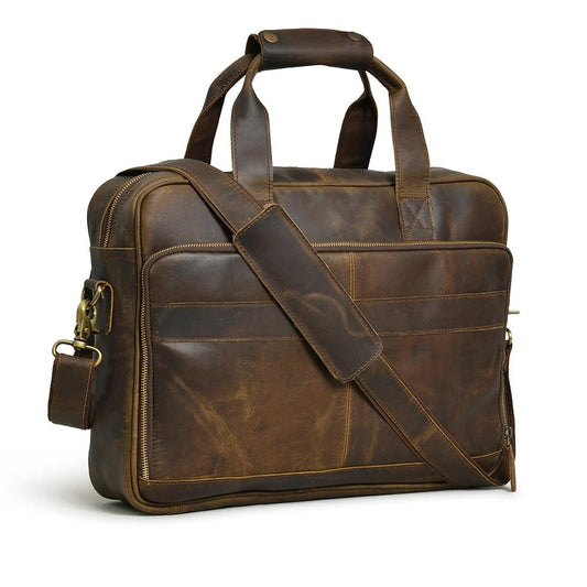 Men's Genuine Leather Laptop Messenger Briefcase