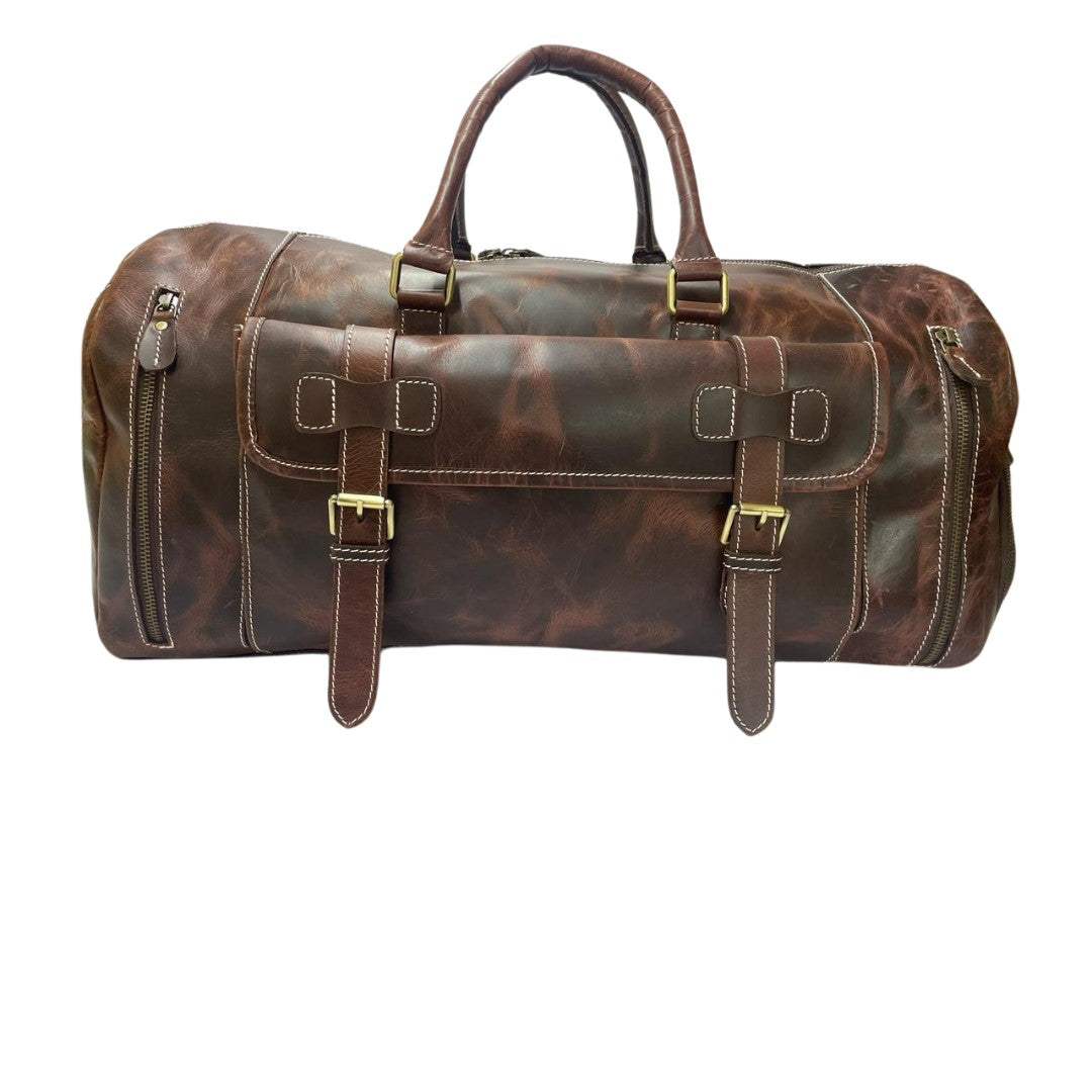 Men's Premium Buff Leather Duffle Bag