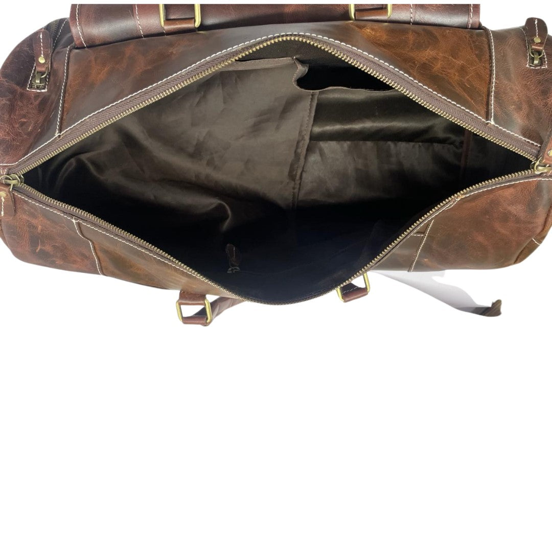 Men's Premium Buff Leather Duffle Bag