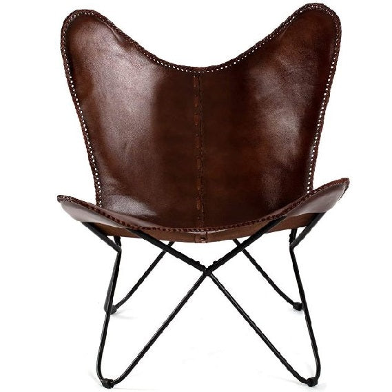 Modern Brown Leather Butterfly Chair Relaxing Chair