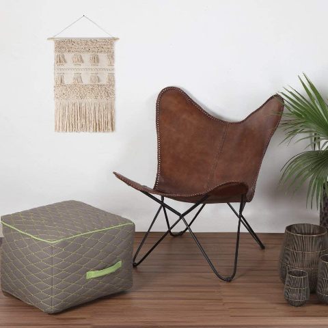 Modern Brown Leather Butterfly Chair Relaxing Chair