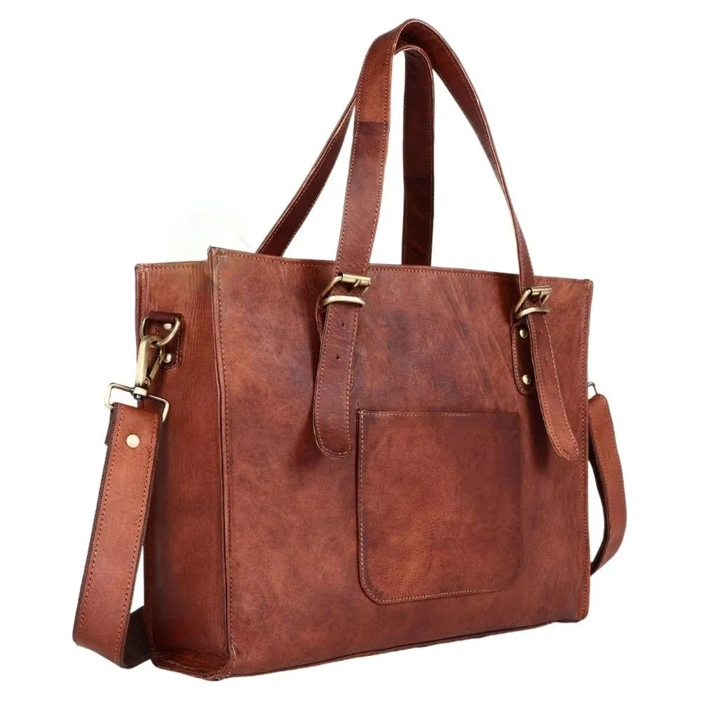 Mystic River Leather Laptop Tote Bag