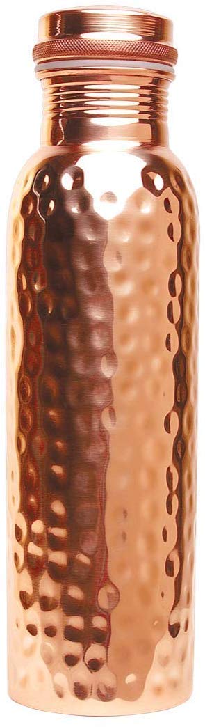 Pure Hammered Copper Water Bottle – Leak-Proof Design with Secure Seal Cap