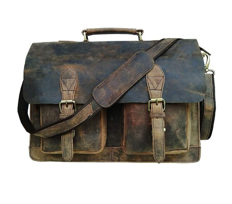 Vintage Retro Buffalo Leather Briefcase