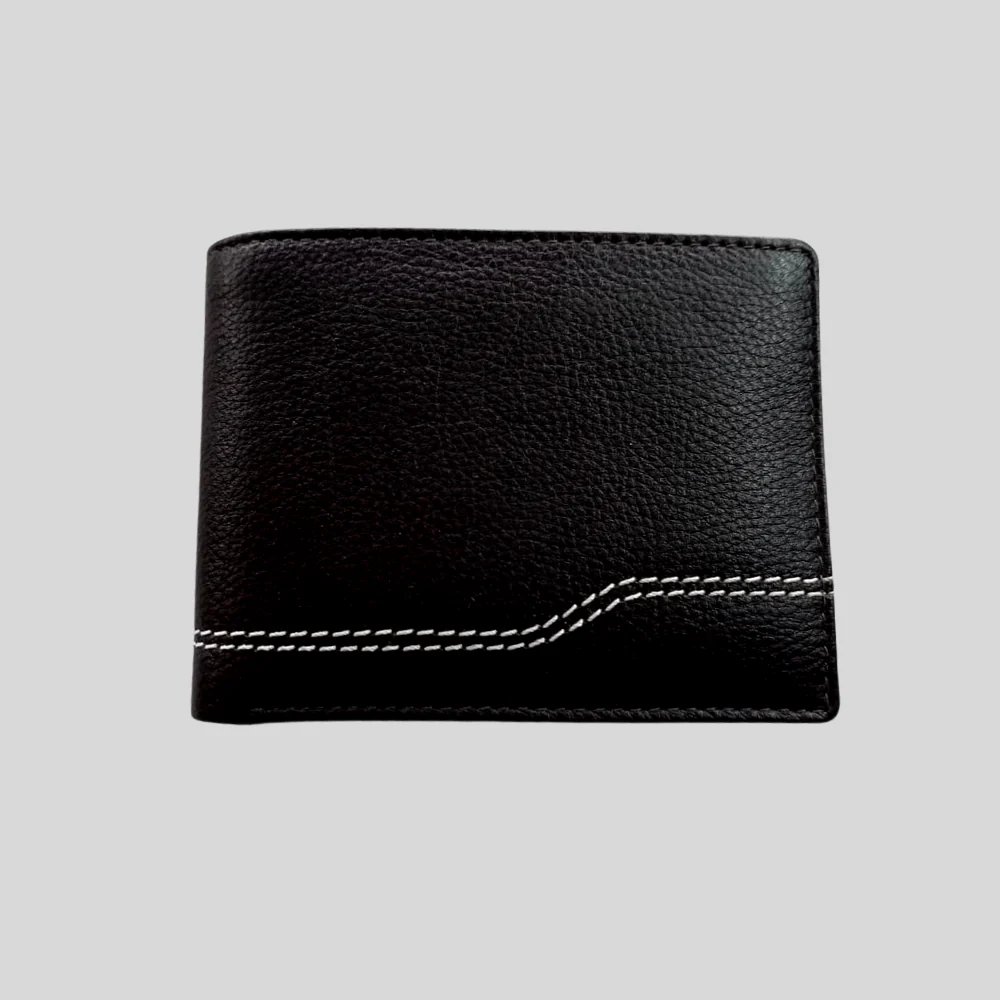 Sleek & Durable Classic Black Leather Bi-fold Wallet