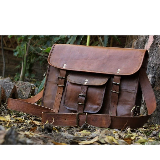 Sophisticated Leather Briefcase Messenger Bag