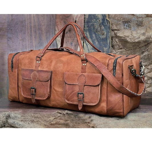 Stylish Classic Unisex Leather Duffle Bag for Weekend Retreats