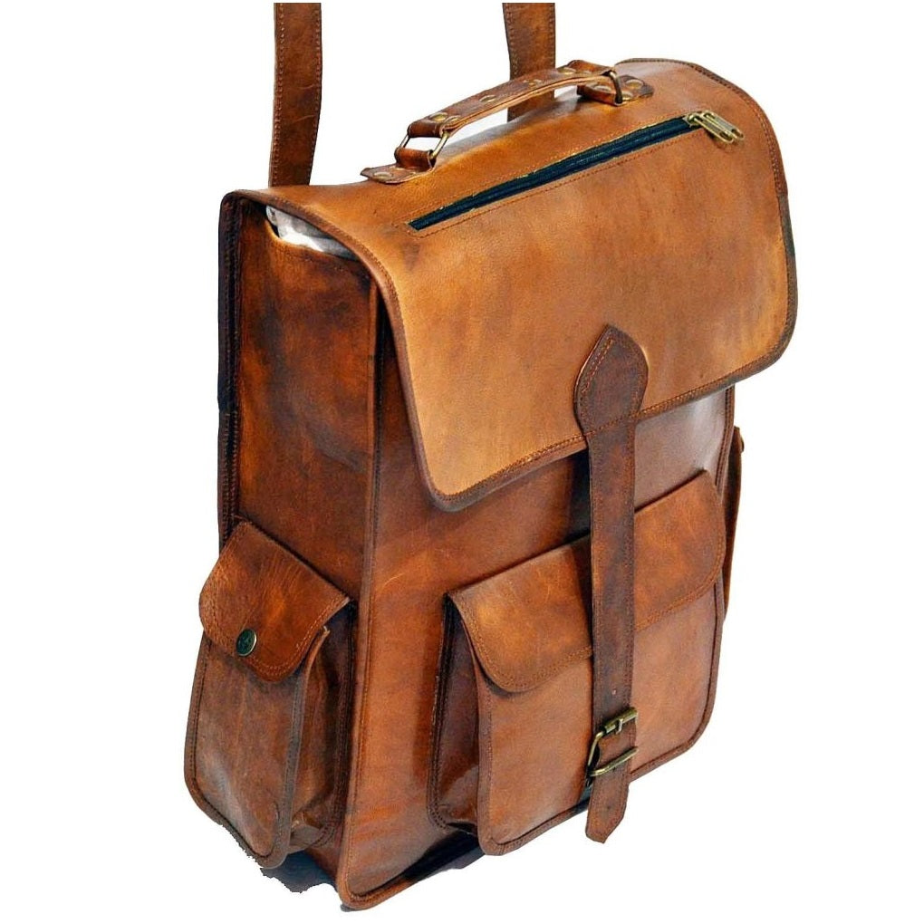 Unisex Leather Backpack  Men Women