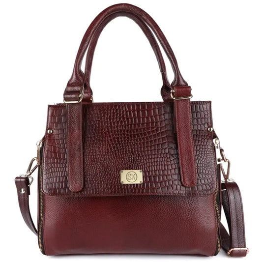 Versatile Leather Handbag with Spacious Storage Compartments