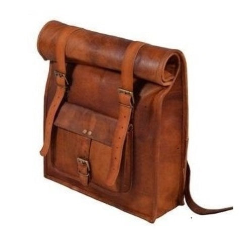 Vintage-Style Leather Rolling Travel Backpack