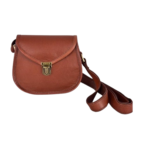 Vintage Brown D-Shape Compact Leather Sling Bag