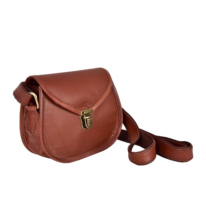 Vintage Brown D-Shape Compact Leather Sling Bag