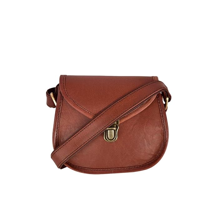 Vintage Brown D-Shape Compact Leather Sling Bag