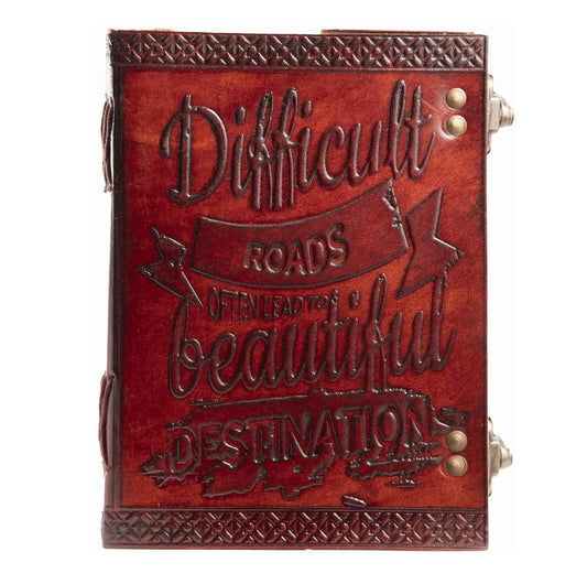 Vintage Leather Journal Difficult Road Notebook