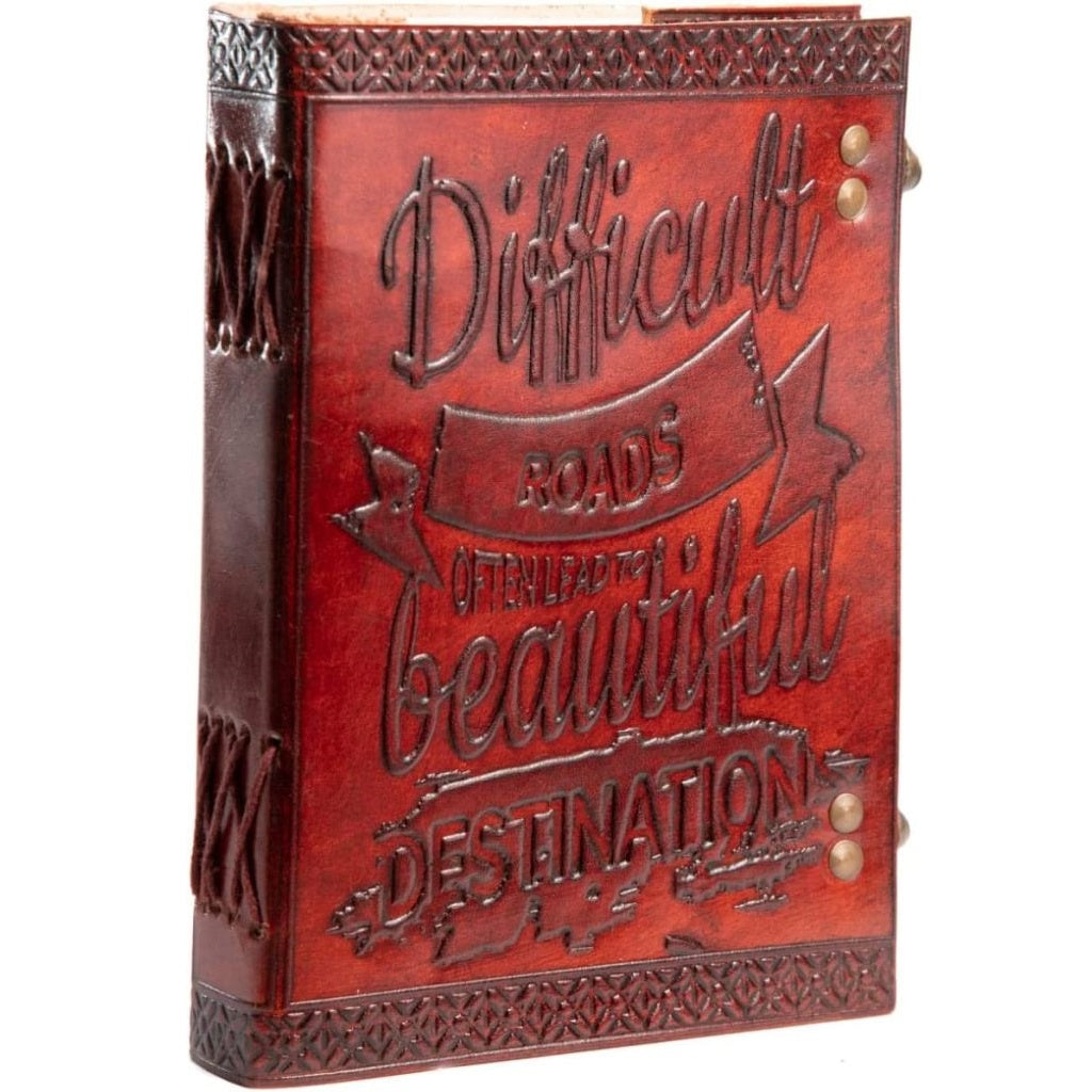 Vintage Leather Journal Difficult Road Notebook