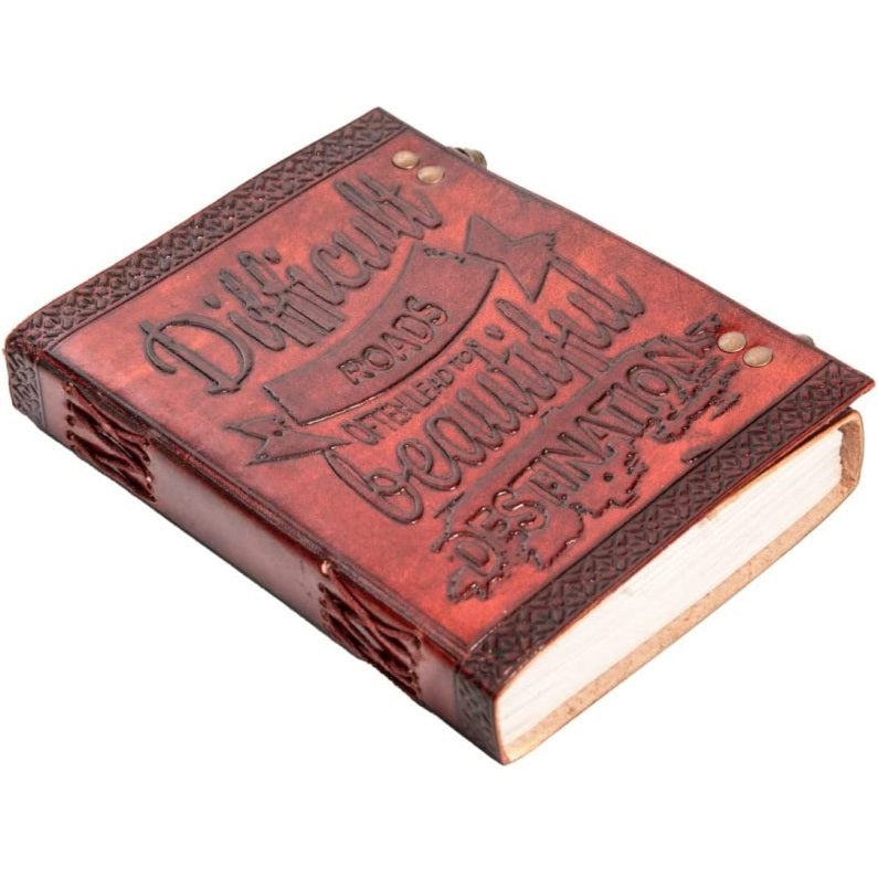 Vintage Leather Journal Difficult Road Notebook