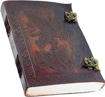 Skh Handmade Vintage Leather Journal Dragon Diary Notebook with Lock Dnd Book of shadows 8 inch Brown