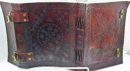 Skh Handmade Vintage Leather Journal Dragon Diary Notebook with Lock Dnd Book of shadows 8 inch Brown