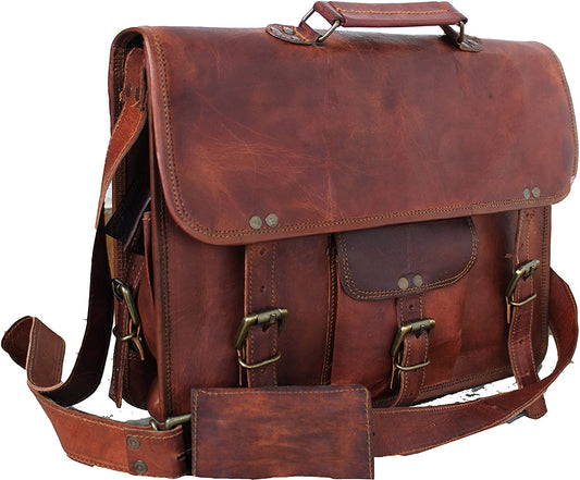 Leather messenger bags for laptop briefcase satchel