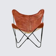 BROWN LEATHER BUTTERFLY RELAXING CHAIR