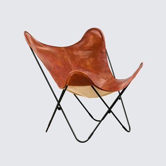 BROWN LEATHER BUTTERFLY RELAXING CHAIR